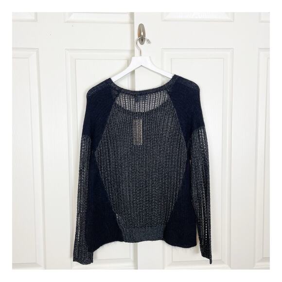 Eileen Fisher Black Metallic Open Knit Sweater Mohair Alpaca NWT - Picture 5 of 10